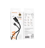 Кабель USB to Micro Borofone BX111 Feliz, 1.0м, 2.4A, черный, не упакован