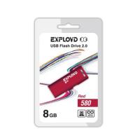Флешка USB 8 Гб Exployd 580, USB2.0, пластик, красный