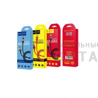 Кабель USB to Lightning HOCO X26 Xpress, 1m, 2.4A,  чёрный, красная вставка