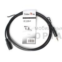 Кабель удлинительный TELECOM 3.5 Jack (M) / 3.5 Jack (F), стерео, аудио, 1.5 м. (1/250)